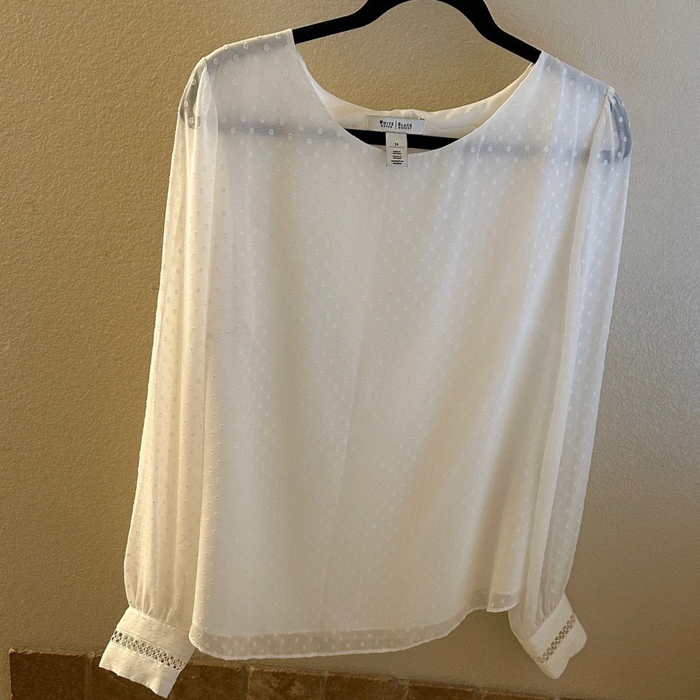 White House Black Market Sheer White Blouse